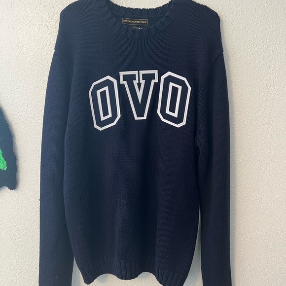 OVO October’s Very Own Arch Knit Navy Blue Sweater Size Large - Picture 2 of 6